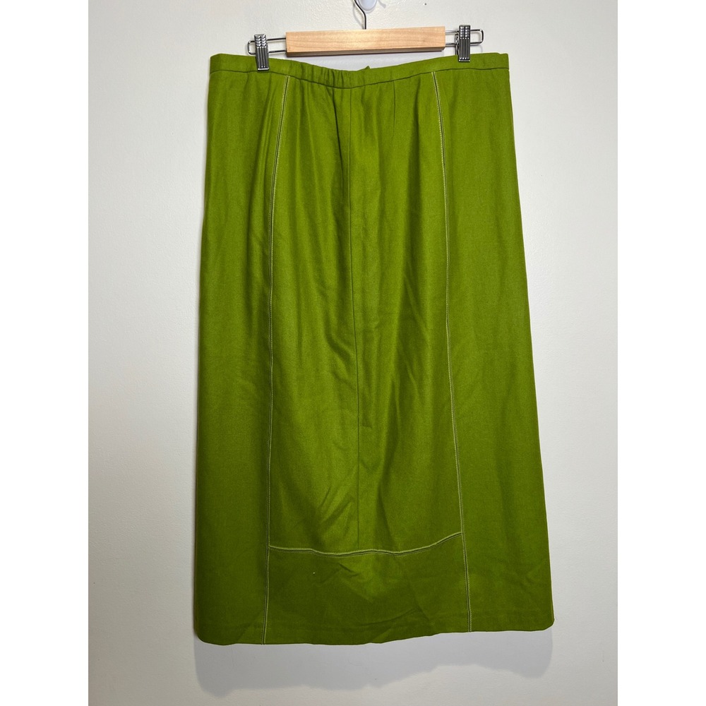 Harve Benard Midi Skirt Women 16W Green Straight Wool Blend Lined Career NWT